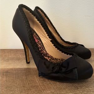 Betsy Johnson black heels with bow on toe. Smoke free home
